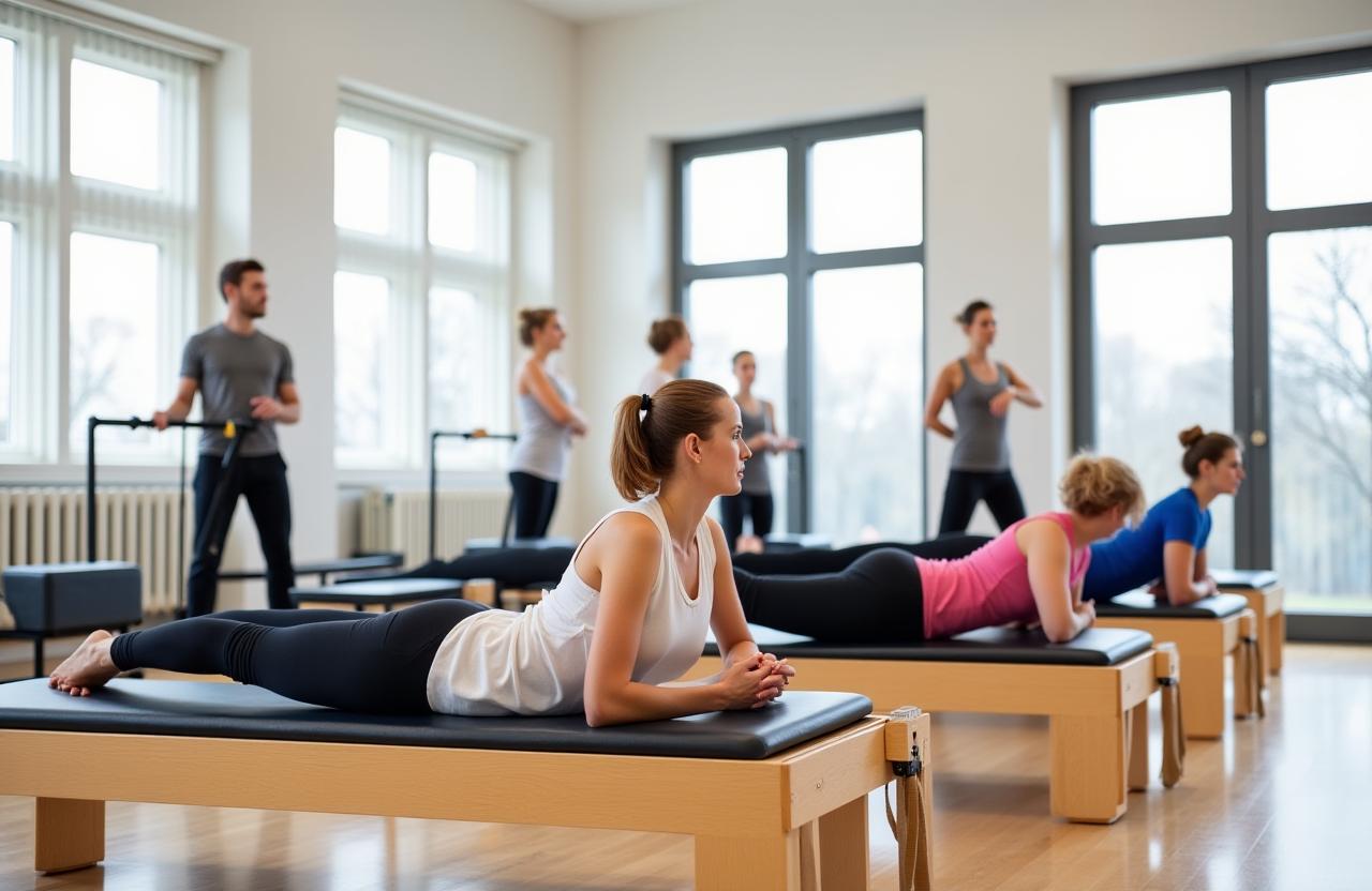 Pilates class focused on core strength
